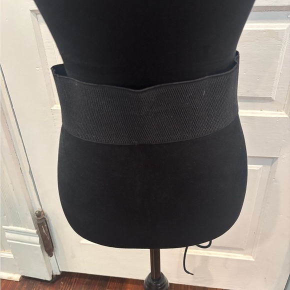 Peacock Feather Wide Stretch Black Boho Waist Front Clasp Belt Size Small - Picture 4 of 7